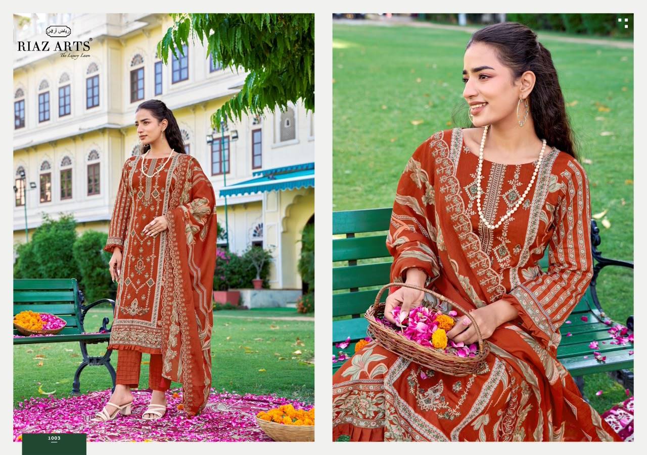 FARMAISH VOL 2 By RIAZ ARTS 1001 To 1006 Series Pakistani Suits Ethnic Wear LAWN COTTON CAMRIC Dresses At Wholesale